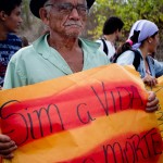 Agricultor durante manifestação contra o projeto de irrigação no Apodi.(foto:nãoaoprojetodamorteemapodi)